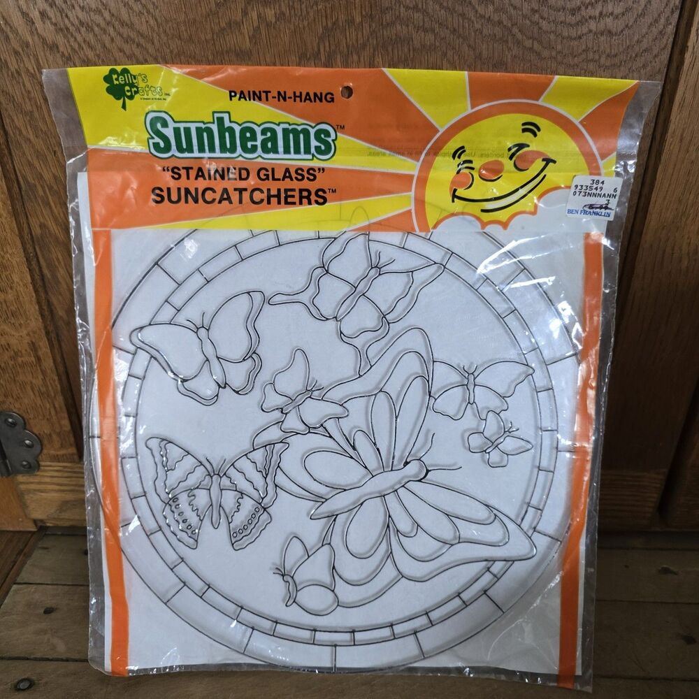 1992 Kelly’s Craft Sunbeams Stained Glass Suncatcher Butterflies Paint By Number
